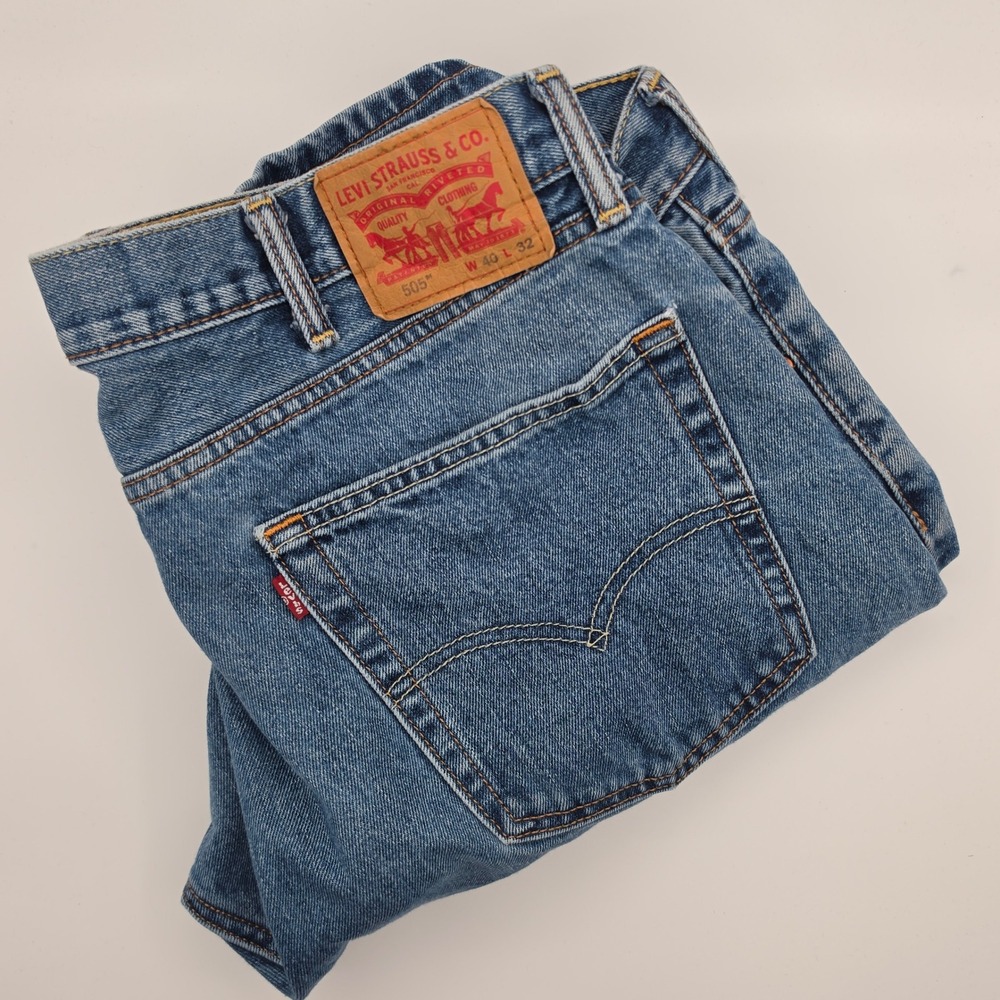 Levi's 505 Jeans Mens 40x32 Blue Excellent Straight Leg Denim Regular Fit Casual